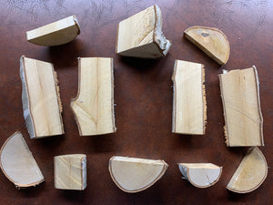 Yellow Birch Log Halves, 12 Golden Brown Cuts, Various Sizes