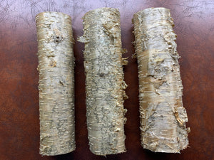 Yellow Birch Logs, 3 Golden Brown Pieces, Approximately 12 Inch x 3 inch Diameter