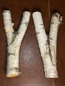 White Birch Y Shaped Logs, 2 Count, About 25 Inches Long by 11 Inches Wide by 4 Inches Thick