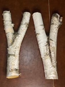 White Birch Y Shaped Logs, 2 Count, About 25 Inches Long by 11 Inches Wide by 4 Inches Thick