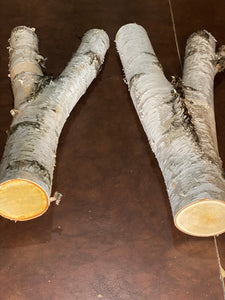 White Birch Y Shaped Logs, 2 Count, About 25 Inches Long by 11 Inches Wide by 4 Inches Thick