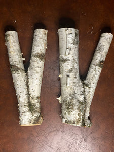 White Birch Y Shaped Logs, 2 Count, About 12 Inches Long by 6 Inches Wide and 3 Inches Thick