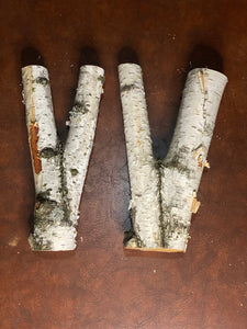 White Birch Y Shaped Logs, 2 Count, About 12 Inches Long by 6 Inches Wide and 3 Inches Thick