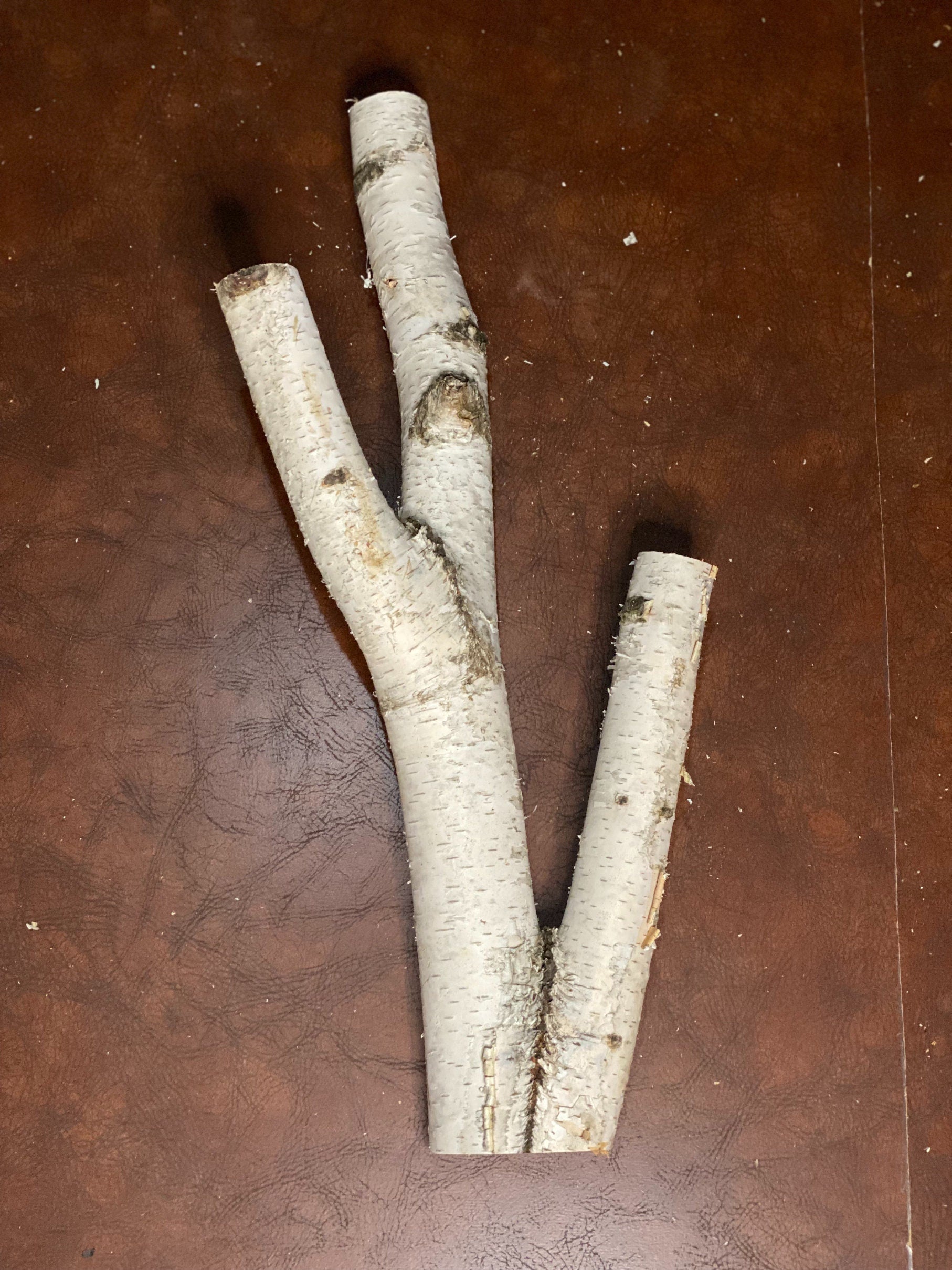 White Birch 3-Prong Log, About 24 Inches Long by 12 Inches Wide by 4 Inches Thick