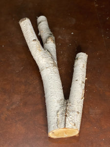 White Birch 3-Prong Log, About 24 Inches Long by 12 Inches Wide by 4 Inches Thick
