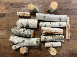 White Birch Logs, Assorted Size Diameters and Lengths, Seconds