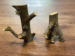 Two Unique Hickory Branches, Hickory Logs, Approximately 4-6 Inches Long by 3-5 Inches Wide and 3-4 Inches Tall