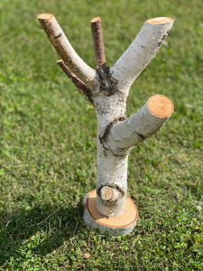 One White Birch Jewelry Stand, Birch Log, Jewelry Holder, Approximately 15.5 Inches Long by 8.5 Inches Wide