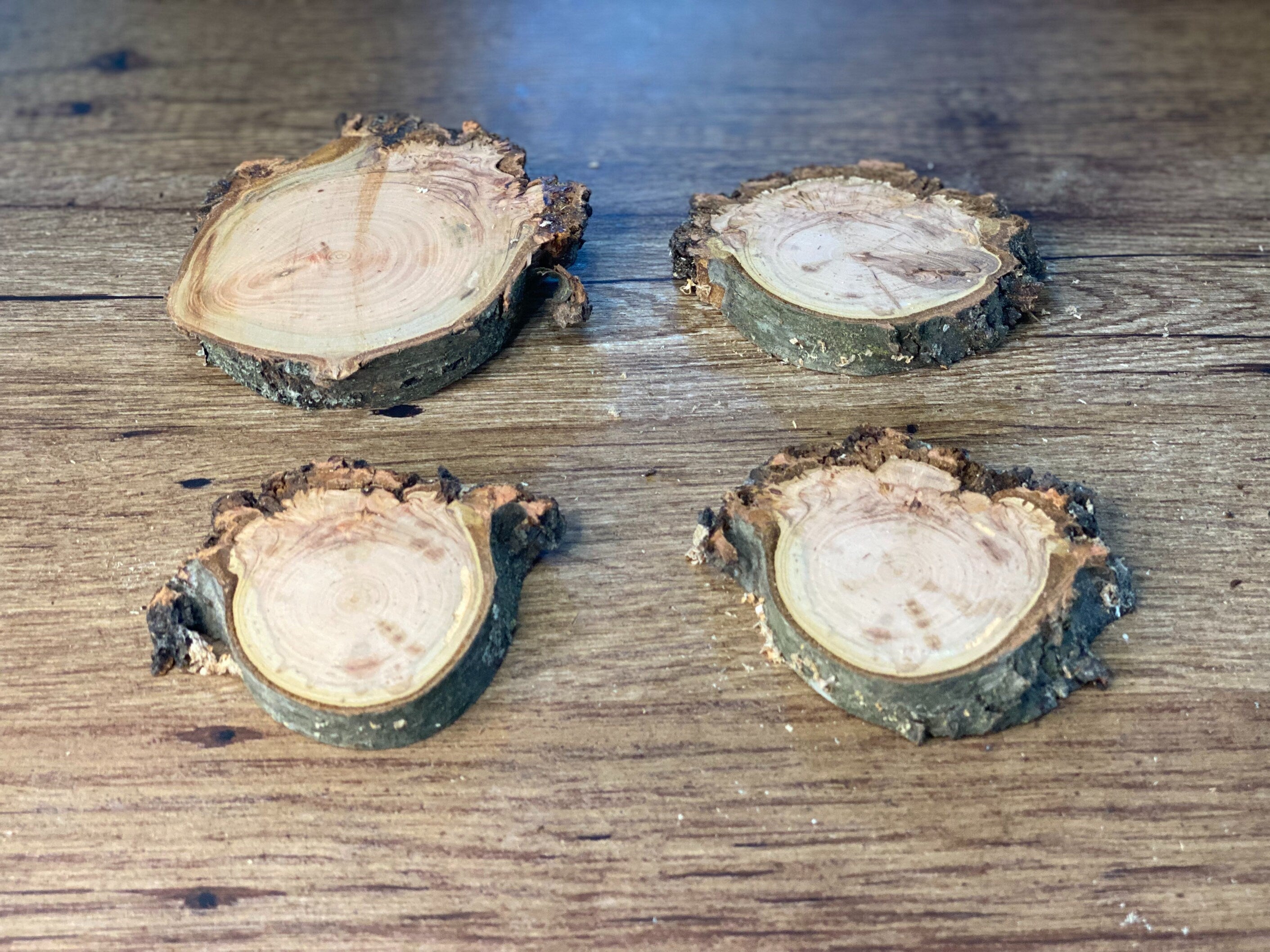 Burl, Four Cherry Burl Slices, Approximately 3 to 4 Inches Long by 3 Inches Wide and 1/2 Inch Thick