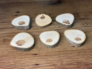 Six Hickory Burl Slices, 6 Count, Approximately 3 Inches Long by 2.5-3 Inches Wide