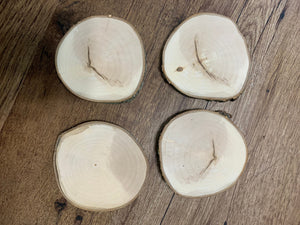 Maple Wood Slices, 4 Count, Approximately Four Inches Diameter, 1/2 Inch thick