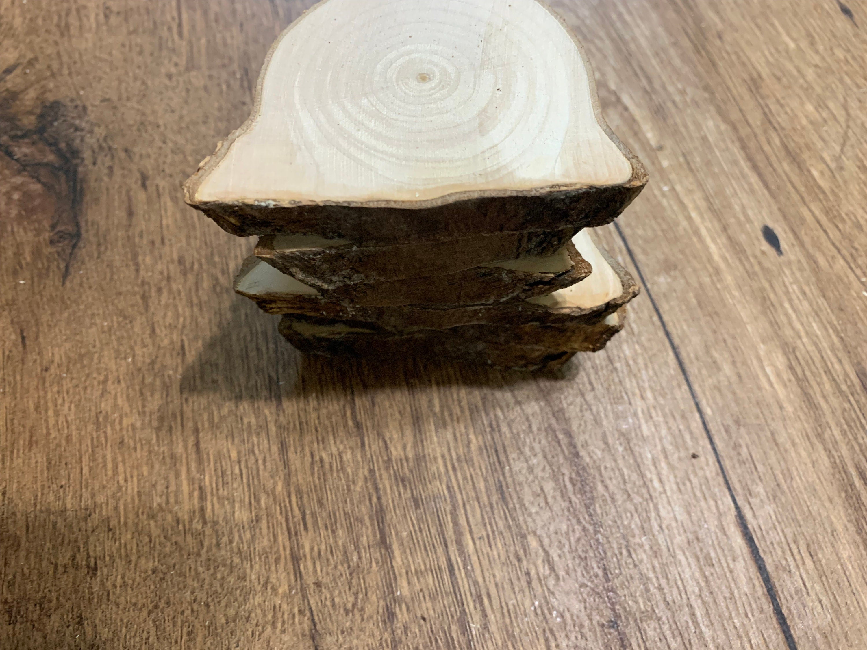 Maple Wood Slices, 6 Naturally Squared Slices, Approximately 3 inches, 1/2 Inch thick
