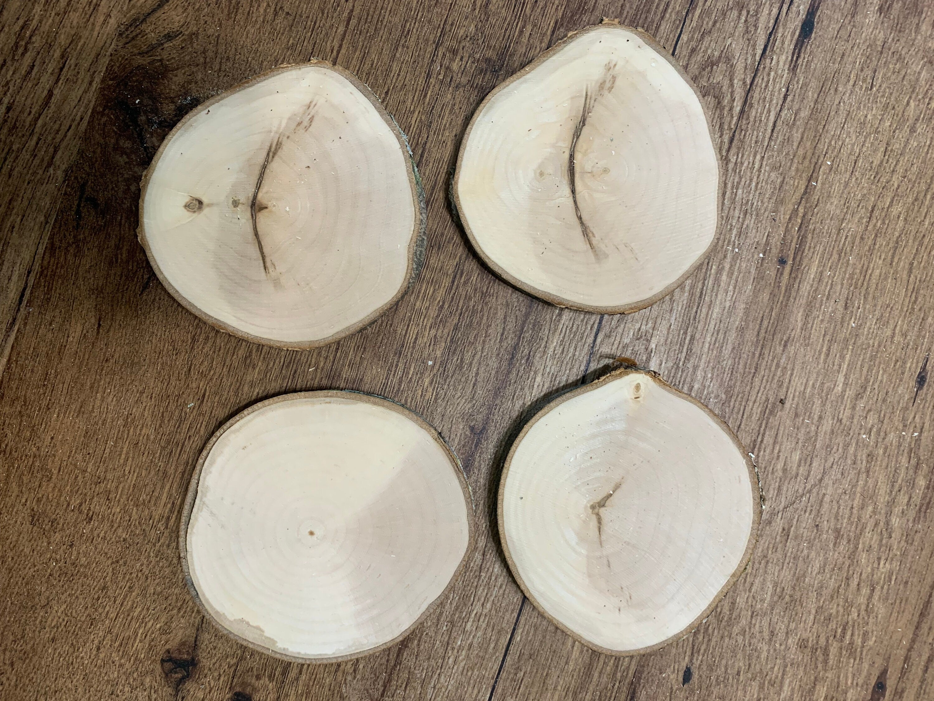 Maple Wood Slices, 4 Count, Approximately Four Inches Diameter, 1/2 Inch thick