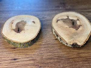 Two Hickory Burl Slices, 2 Count, Approximately 5-6 Inches Long by 4.5 Inches Wide