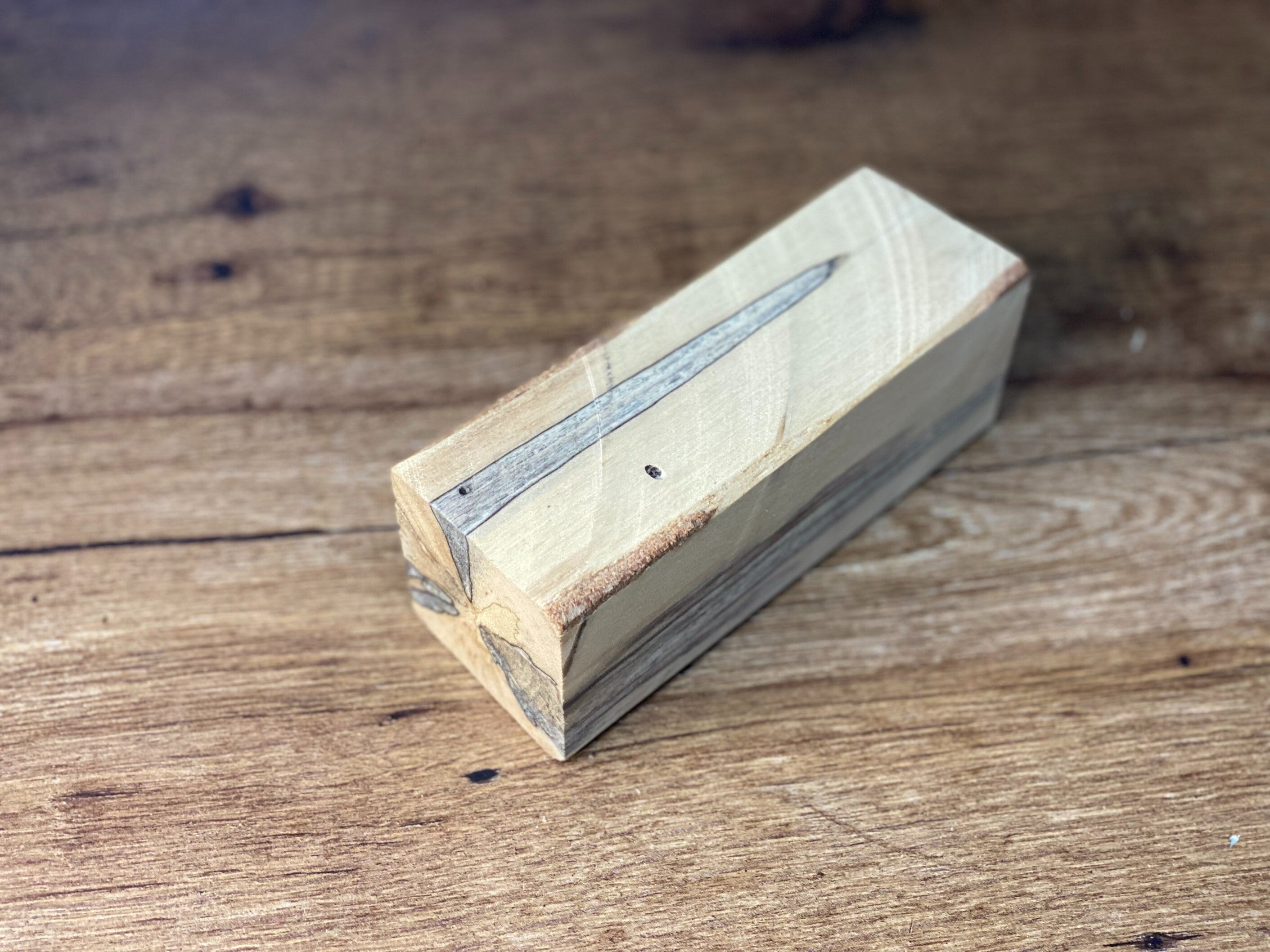 Spalted Hickory Burl Blank, Burl Block, Rectangular Prism, Approximately 5.5 Inches Long by 2 Inches Wide and 2 Inches High
