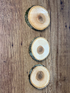 Three Hickory Wood Slices, Approximately 4-4.5 Inches in Length by 4 Inches Wide and 1/2 Inch Thick