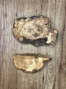 Two Hickory Burl Blocks, Approximately 5-6 Inches Long by 2.5-4 Inches Wide and 1.5-2 Inches High