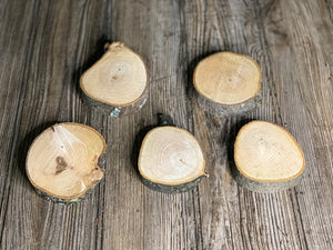 Five Hickory Wood Slices, Approximately 3-4 Inches Long by 3 Inches Wide and 3/4 Inch Thick