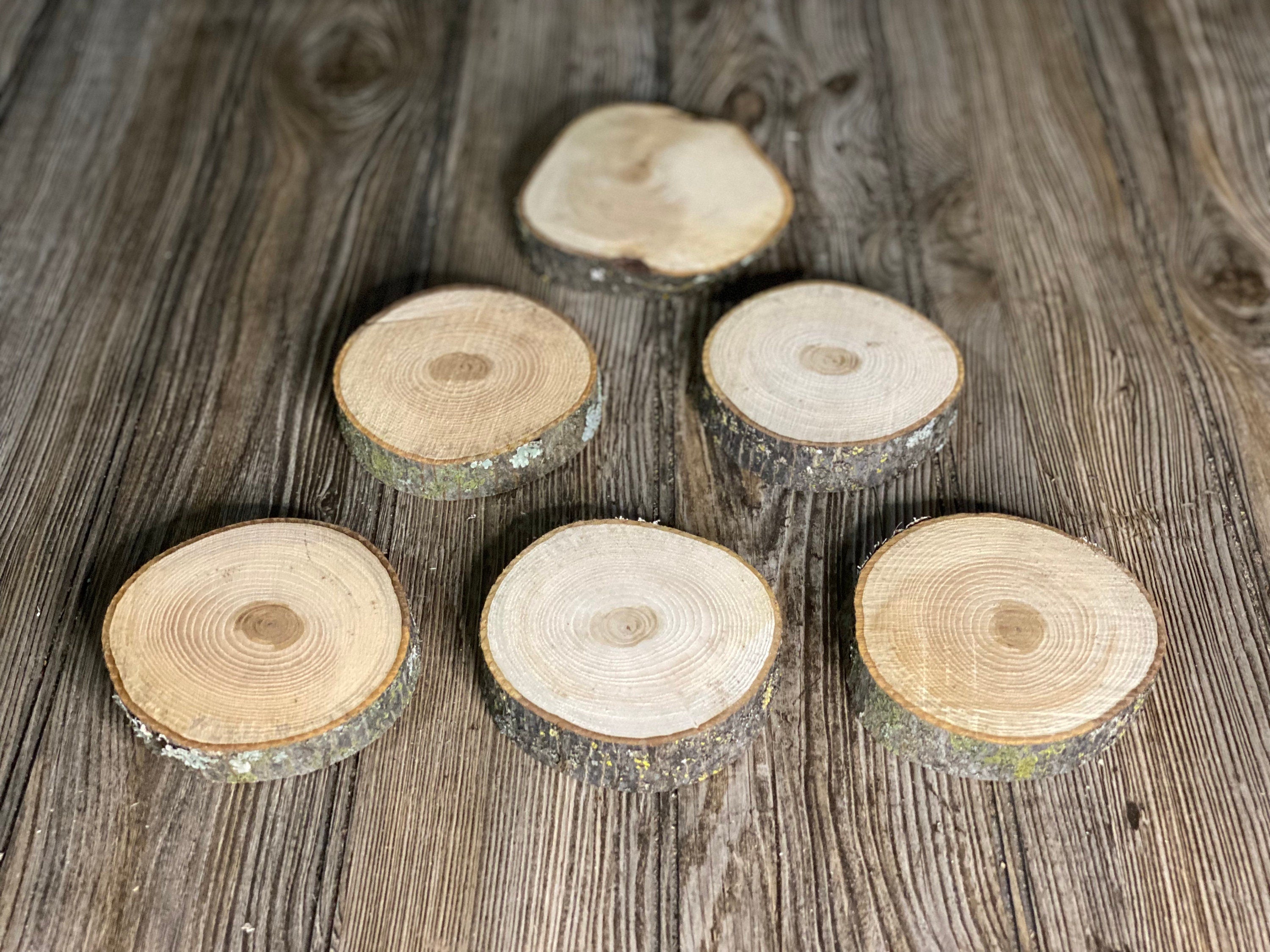 Six Hickory Wood Slices, Approximately 4 Inches Long by 4 Inches Wide and 3/4 Inch Thick