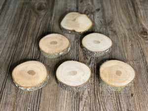 Six Hickory Wood Slices, Approximately 4 Inches Long by 4 Inches Wide and 3/4 Inch Thick