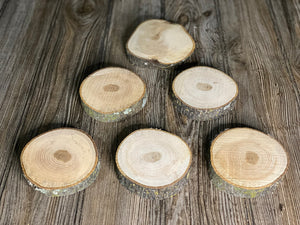 Six Hickory Wood Slices, Approximately 4 Inches Long by 4 Inches Wide and 3/4 Inch Thick