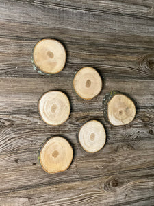 Six Hickory Wood Slices, Approximately 4 Inches Long by 4 Inches Wide and 3/4 Inch Thick