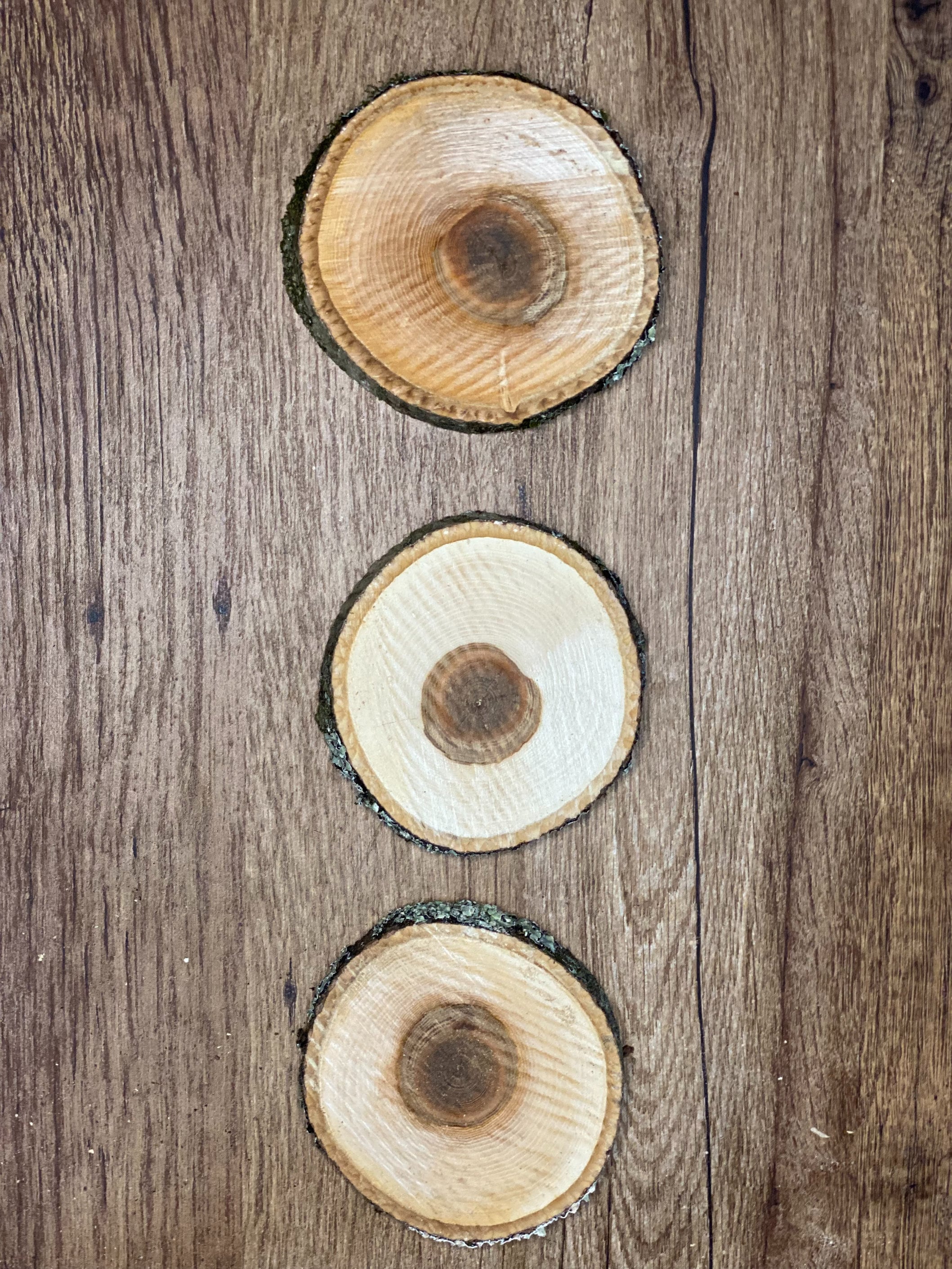Three Hickory Wood Slices, Approximately 4-4.5 Inches in Length by 4 Inches Wide and 1/2 Inch Thick