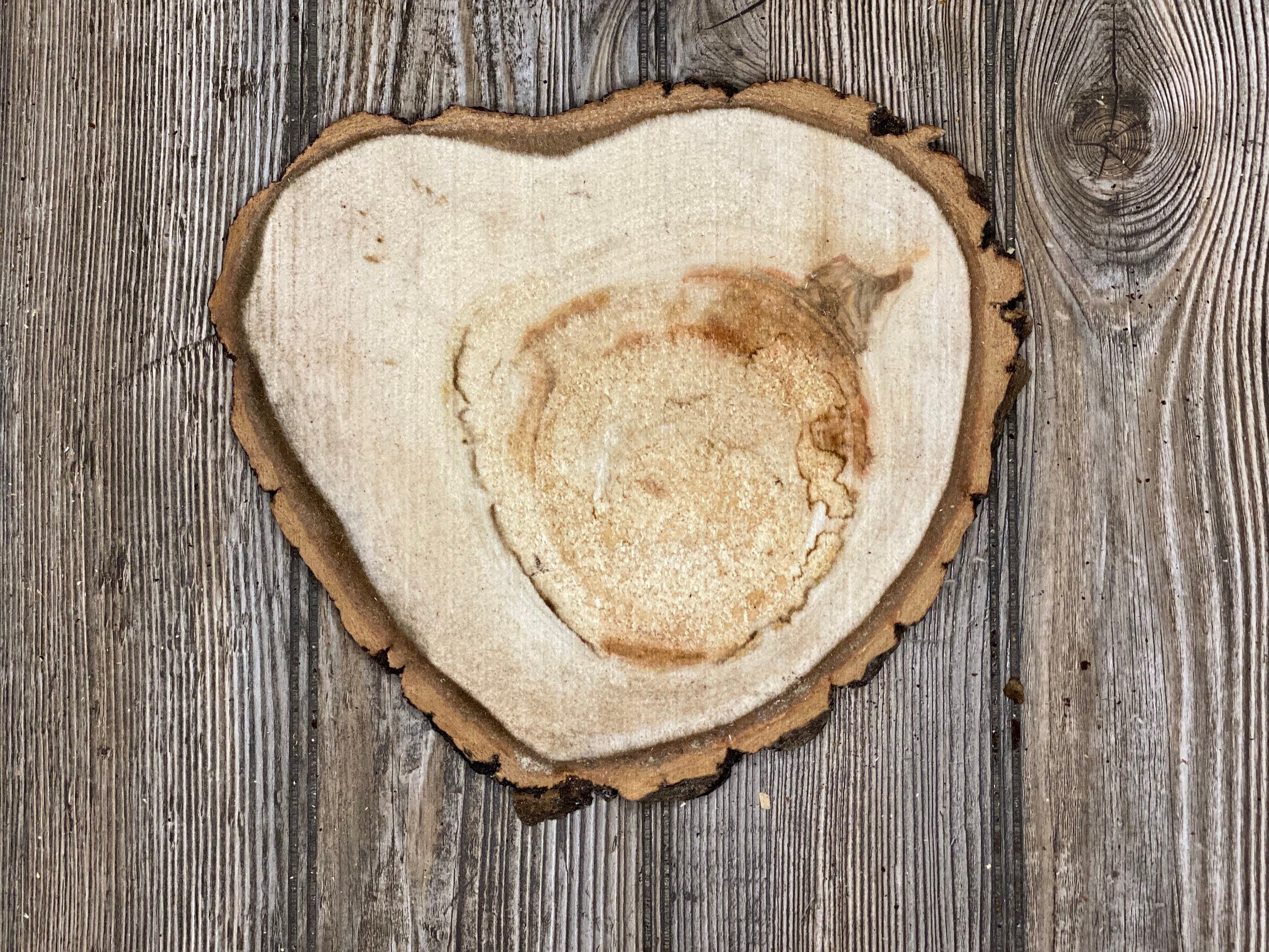 Heart Shaped Aspen Burl Slice, Approximately 9 Inches Long by 9 Inches Wide and 3/4 Inch Thick