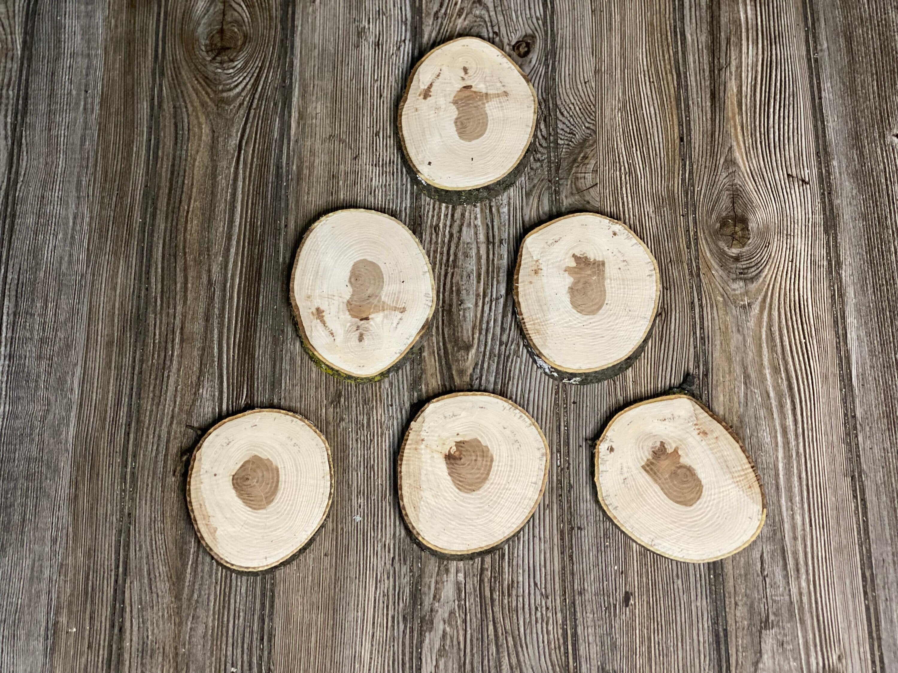 Six Hickory Wood Slices, Approximately 4.5-5 Inches Long by 4 Inches Wide and 3/4 Inch Thick