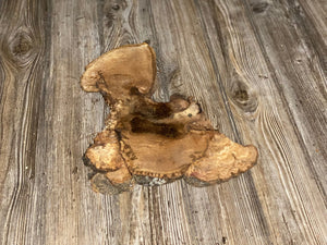 L-Shaped Hickory Burl Slice, Approximately 13.5 Inches Long by 9.5 Inches Wide and 3/4 Inch Thick