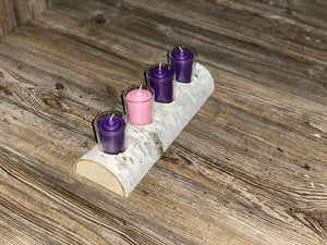 Advent White Birch Votive Candle Holder, Approximately 12 Inches Long by 4 Inches Wide and 2 Inches Tall