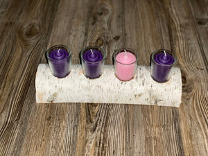 Advent White Birch Votive Candle Holder, Approximately 12 Inches Long by 4 Inches Wide and 2 Inches Tall