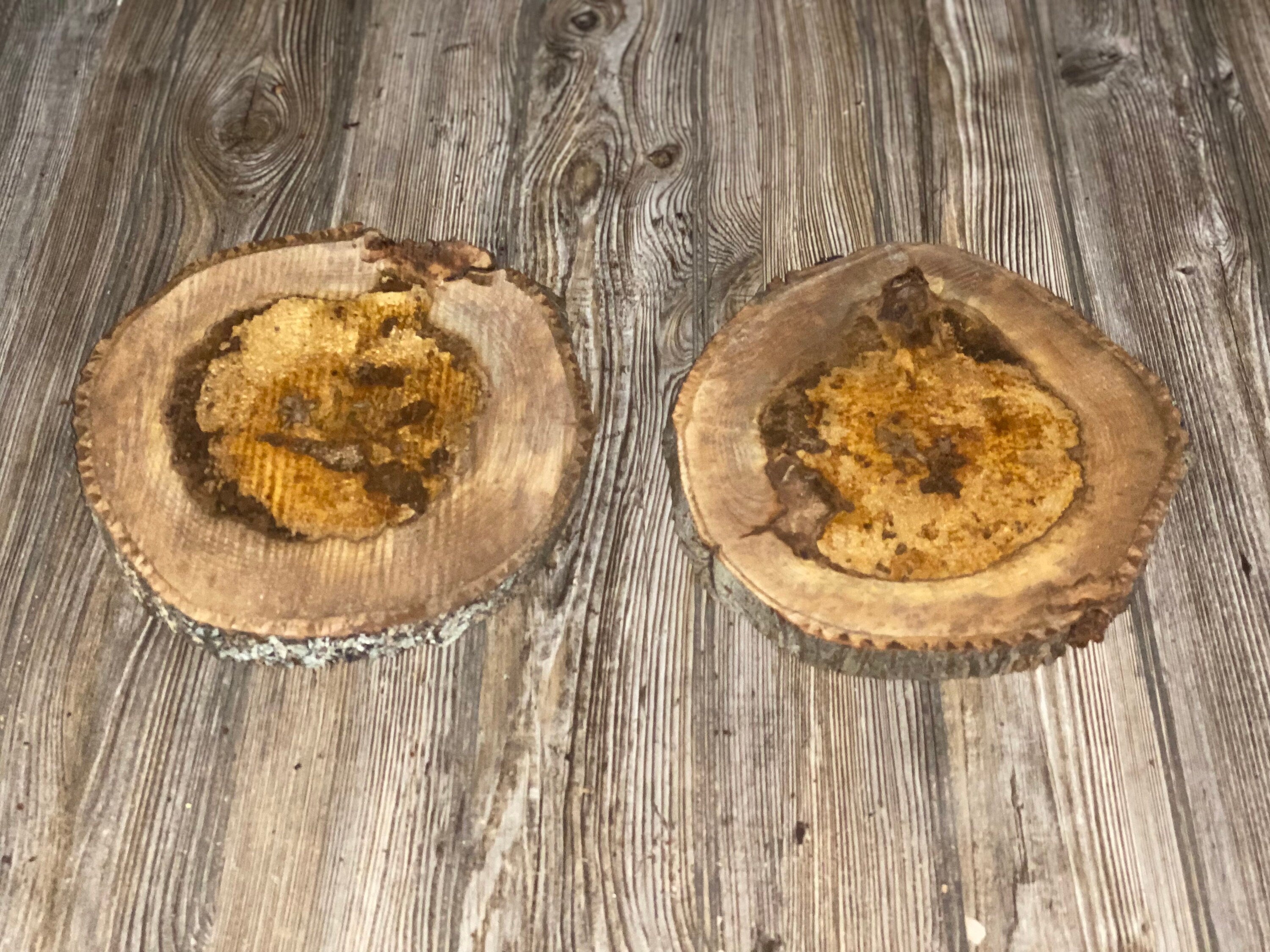 Two Hickory Burl Slices, Approximately 10.5 Inches Long by 9.5 Inches Wide and 3/4 Inch Thick