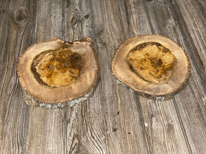 Two Hickory Burl Slices, Approximately 10 Inches Long by 9 Inches Wide and 3/4 Inch Thick