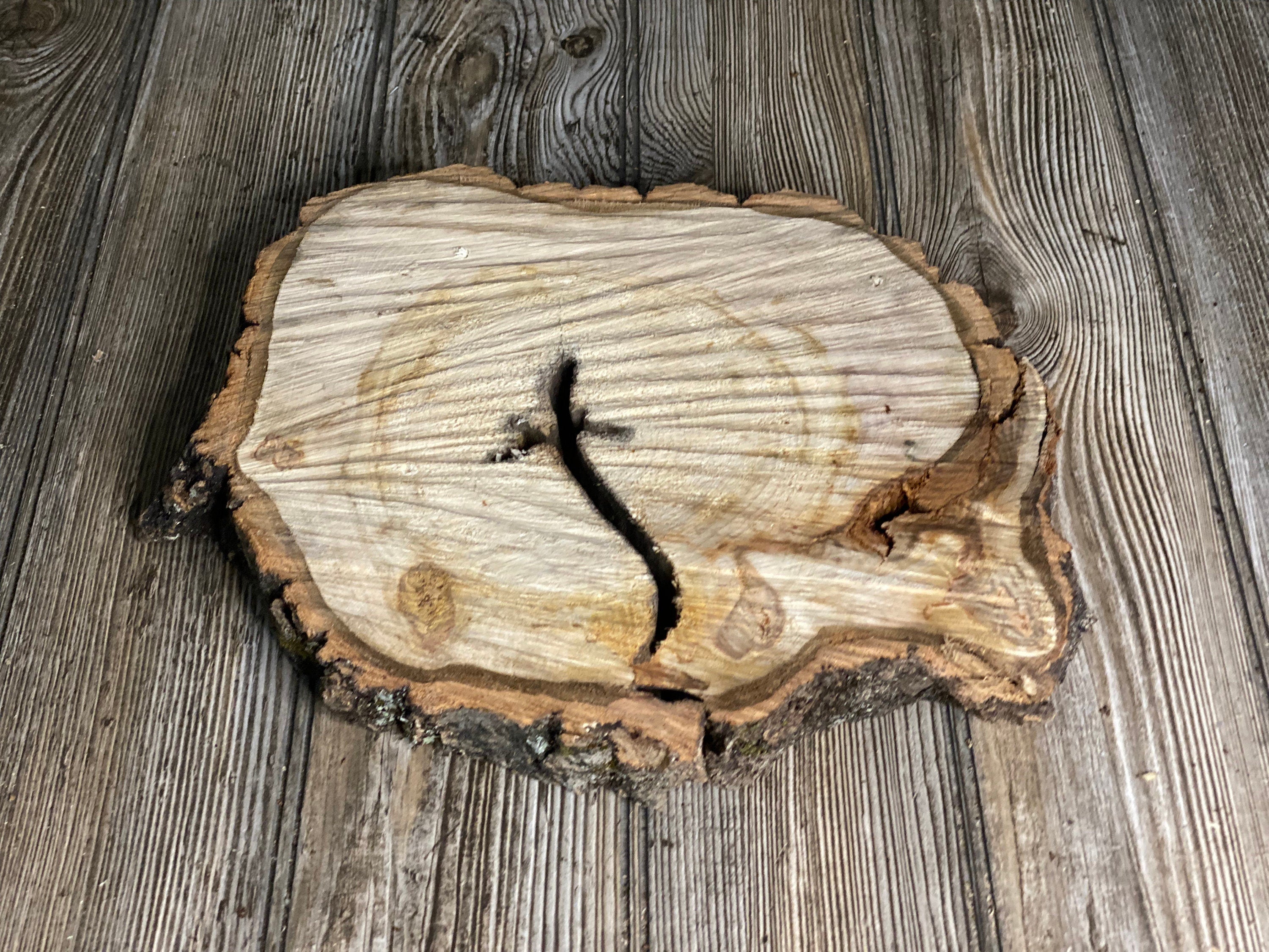 Aspen Burl Slice With Natural Cross Design, Approximately 12.5 Inches Long by 9.5 Inches Wide and 1.5 Inches Thick