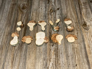 Ten Unique Hickory Burl Slices, Approximately 2-4 Inches Long by 2-3 Inches Wide and 1/2 Inch Thick