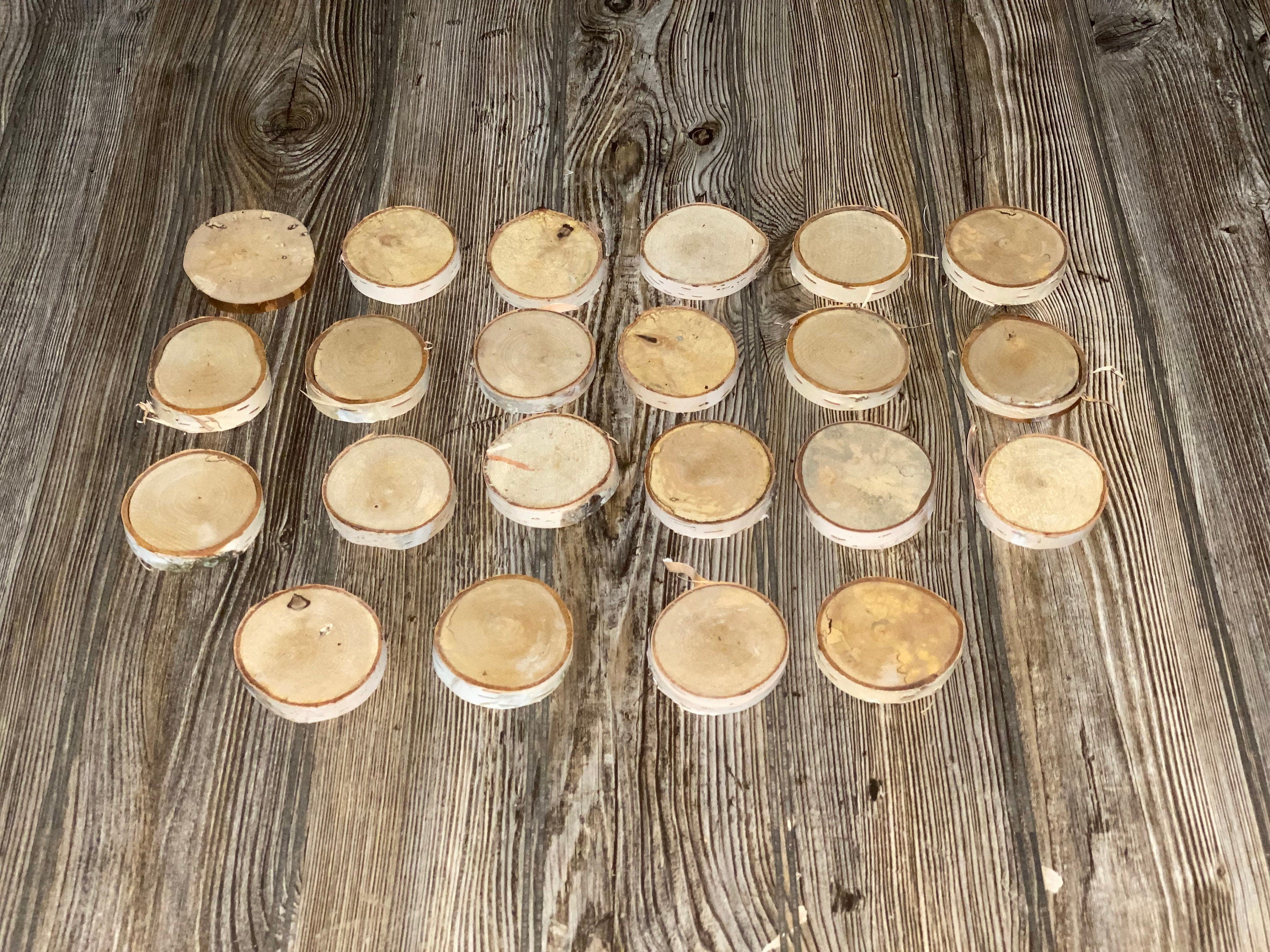 22 White Birch Slices, White Birch Blanks - Approximately 2.5 Inches Diameter by 1/2 Inch Thick