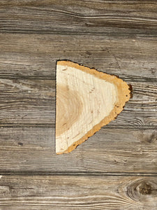 Triangle Shaped Wood Wedge, Wood Slice, Approximately 7.5 Inches Long by 7 Inches Wide and 2 Inches Tall