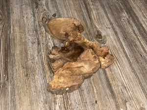 L-Shaped Hickory Burl Slice, Approximately 13.5 Inches Long by 9.5 Inches Wide and 3/4 Inch Thick