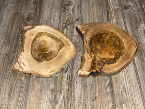 Two Hickory Burl Slices, Approximately 11.5-12 Inches Long by 9 Inches Wide and 3/4 Inch Thick