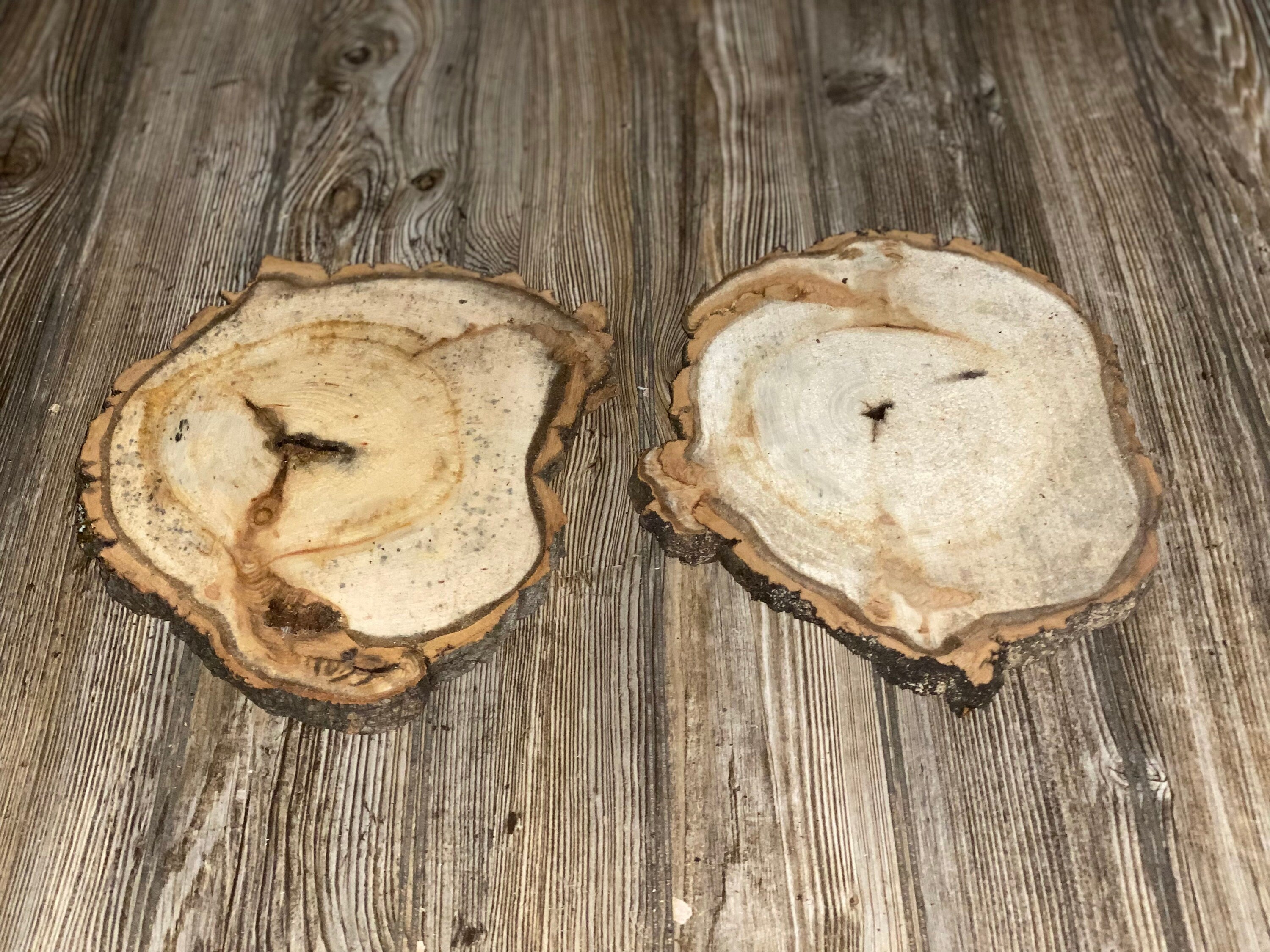 Two Aspen Burl Slices, Approximately 12 Inches Long by 9.5-10.5 Inches Wide and 3/4 Inches Thick