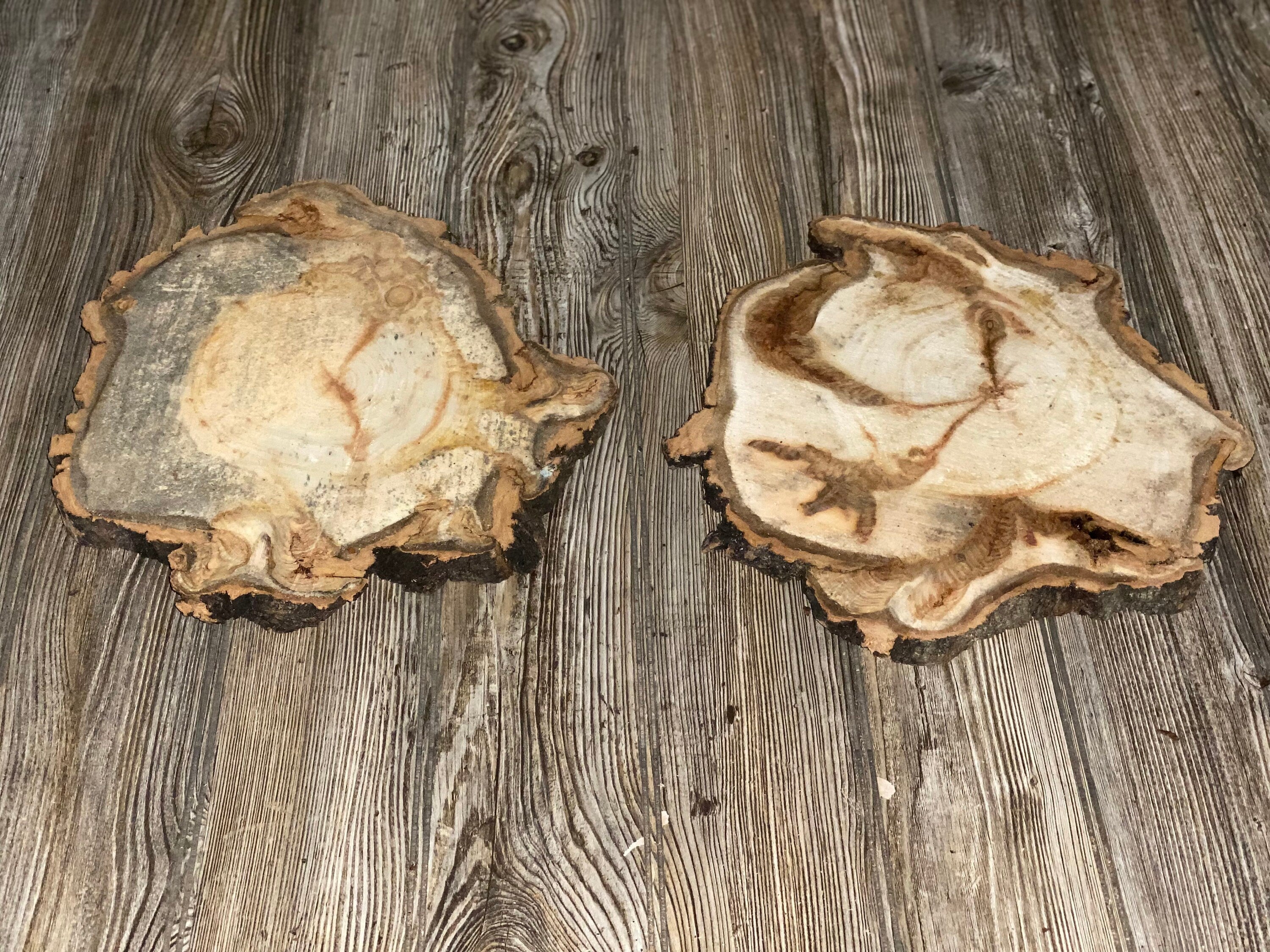 Two Aspen Burl Slices, Approximately 12.5 Inches Long by 11.5 Inches Wide and 3/4 Inches Thick