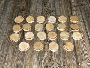 22 White Birch Slices, White Birch Blanks - Approximately 2.5 Inches Diameter by 1/2 Inch Thick
