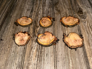 Six Cherry Burl Slices, Approximately 2.5-3 Inches Long by 2-3 Inches Wide and 1/2 Inch Thick