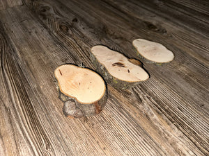 Three Hickory Burl Slices, 3 Count, Approximately 4-5.5 Inches Long by 2.5-3 Inches Wide and 3/8-1 Inch Thick