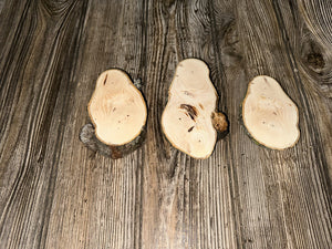 Three Hickory Burl Slices, 3 Count, Approximately 4-5.5 Inches Long by 2.5-3 Inches Wide and 3/8-1 Inch Thick