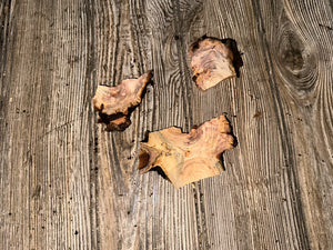 Three Shattered Cherry Burl Slices, Approximately 3-4 Inches Long by 2 Inches Wide and 1/2 Inch Thick