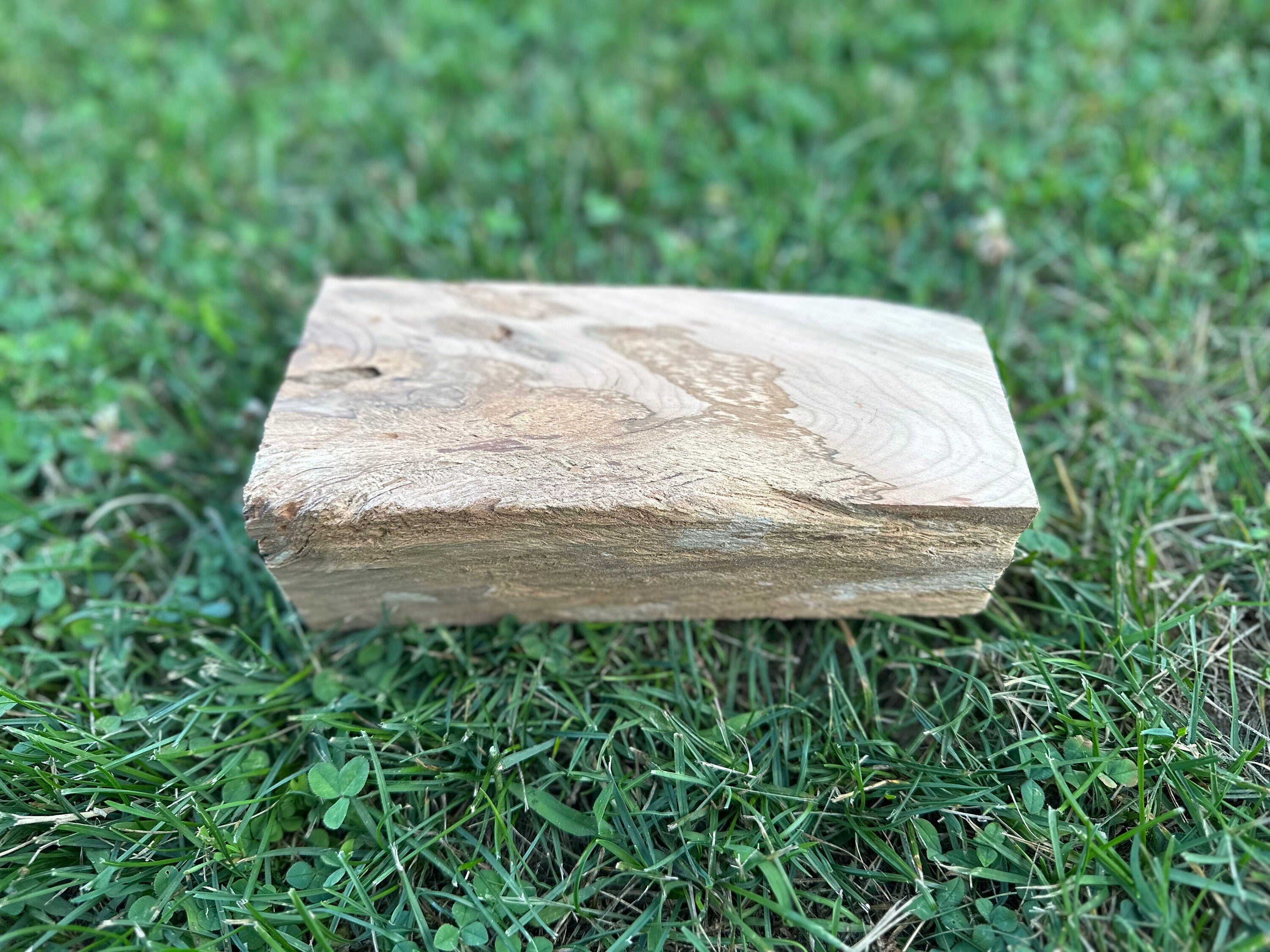 Cherry Wood Block with Natural Cuts, About 8 Inches Long x 4 Inches Wide x 2 Inches Thick