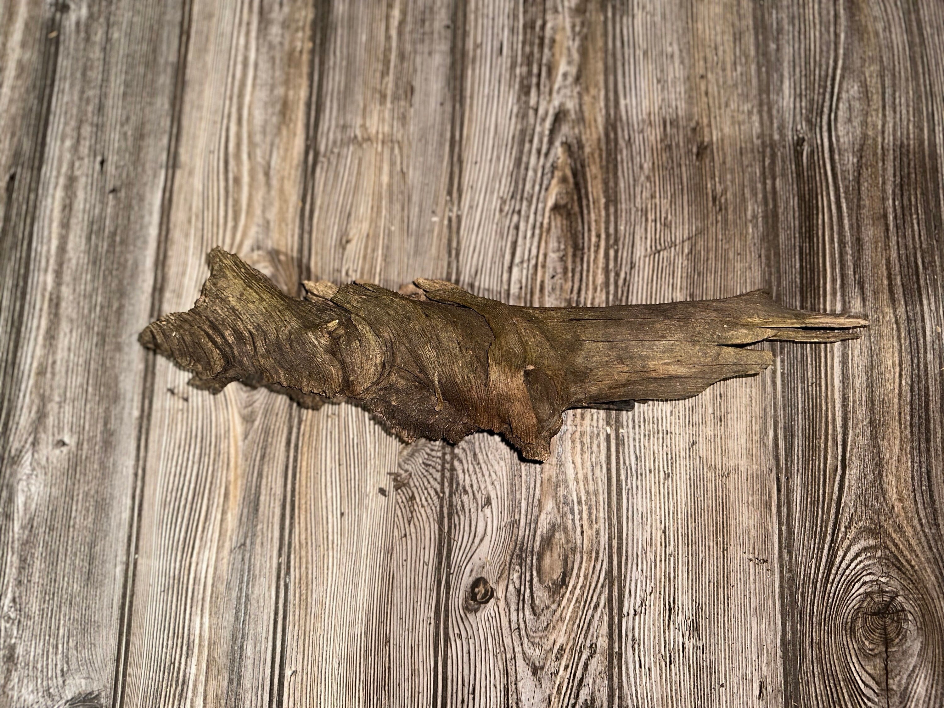 Wood Spearhead, Spearhead Shaped Driftwood, Bark, 16.5 Inches Long by 3.5 Inches Wide and 2.5 Inches High