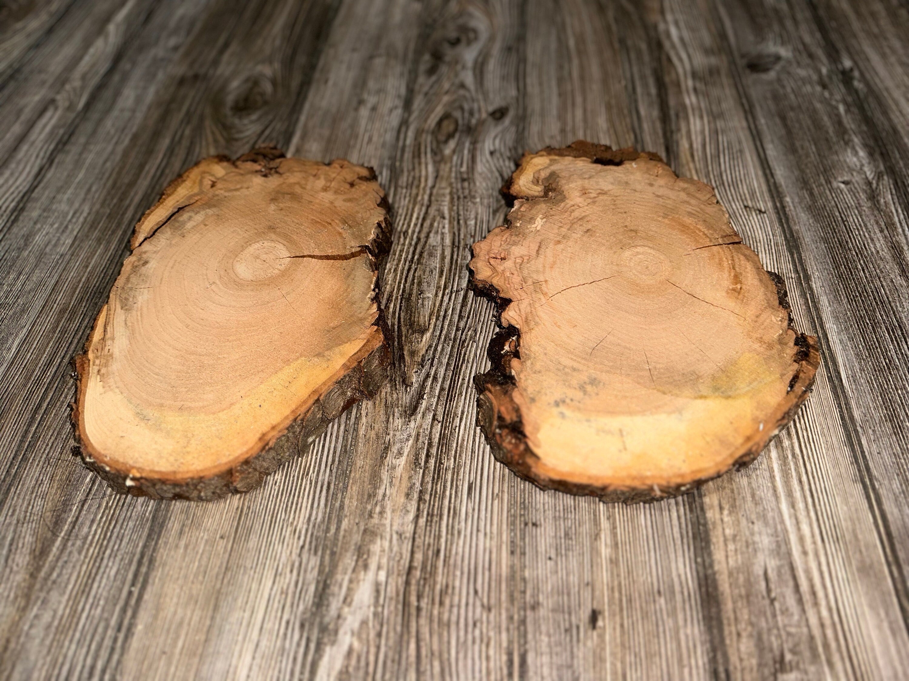 Two Cherry Burl Slices, Approximately 11.5 Inches Long by 7.5-8 Inches Wide and 1 Inch Thick